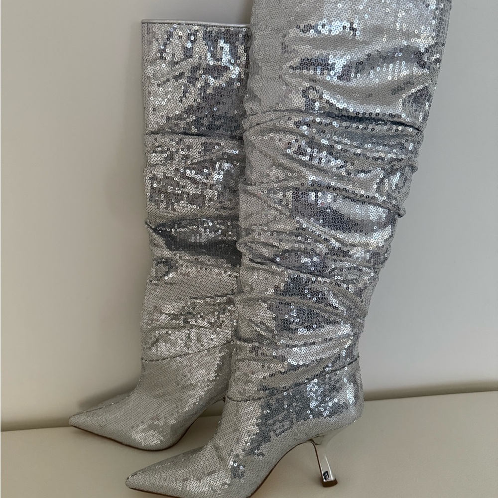 Michael Kors Sparkling Silver Over the Knee Boots - Picture 7 of 8